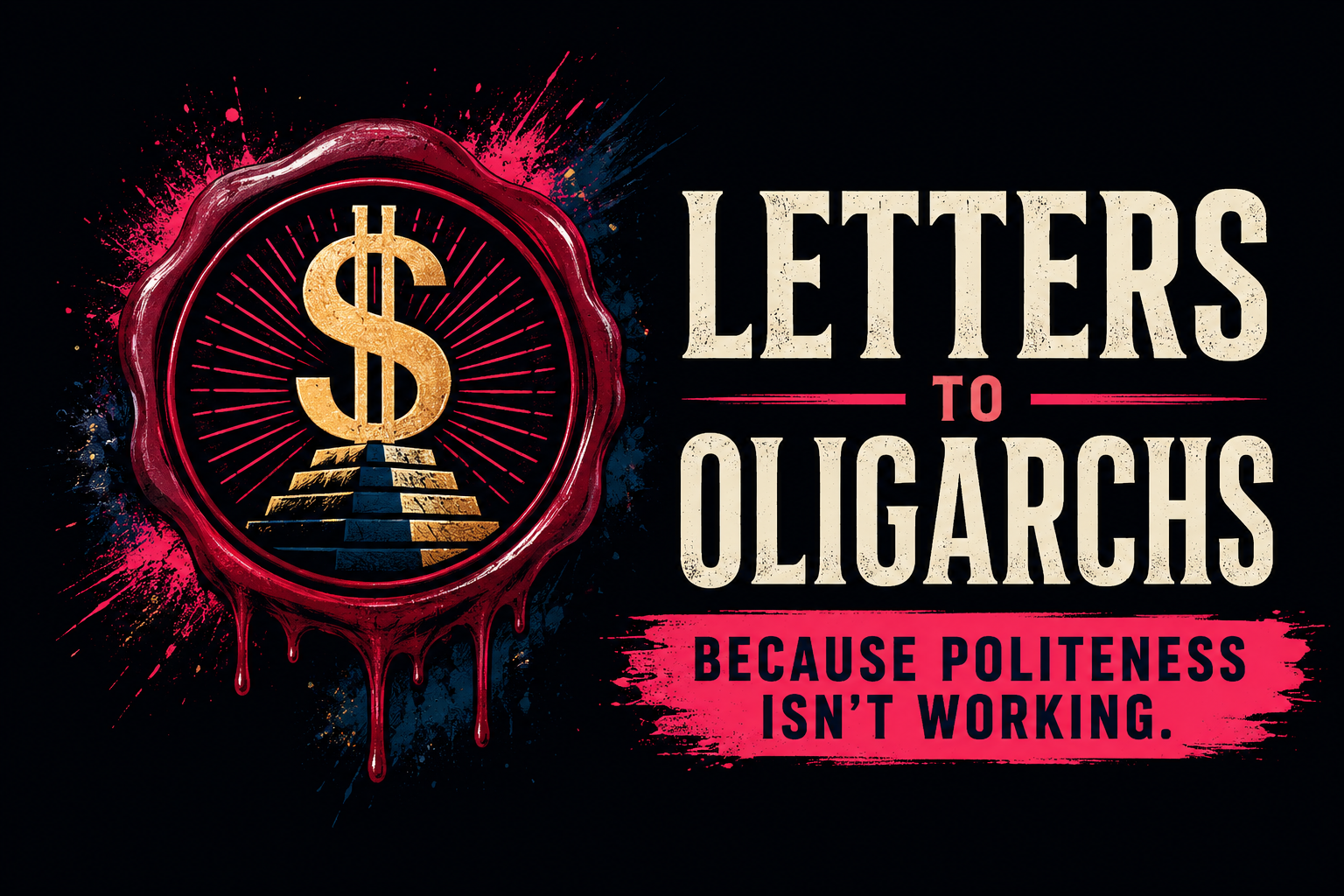 Letters to Oligarchs - Because Politeness Isn't Working wax seal artwork